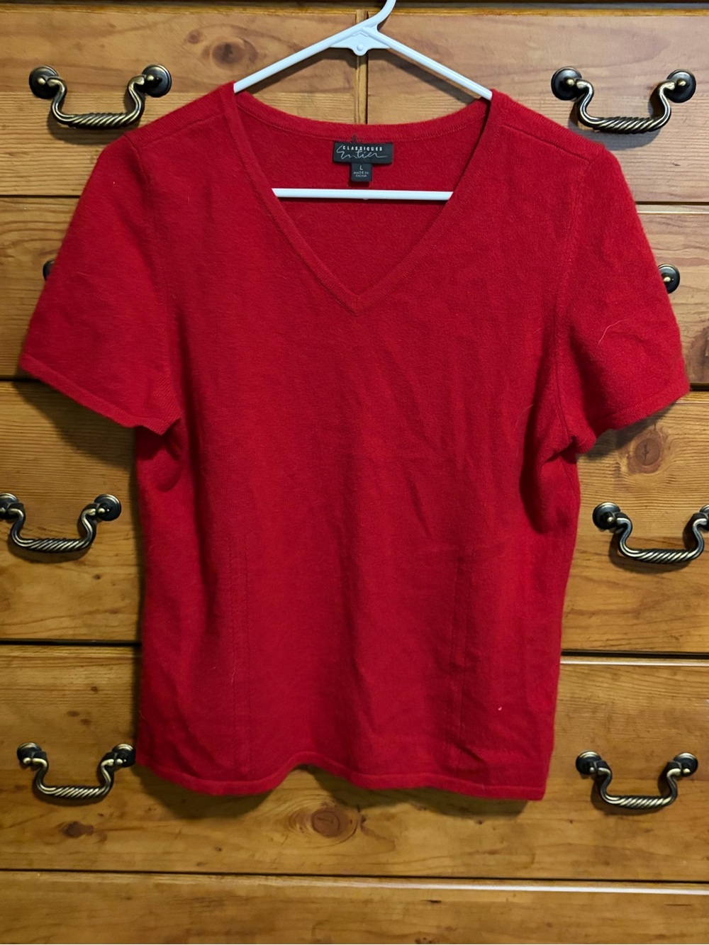 Classiques Entier Red V-Neck Short Sleeve Sweater